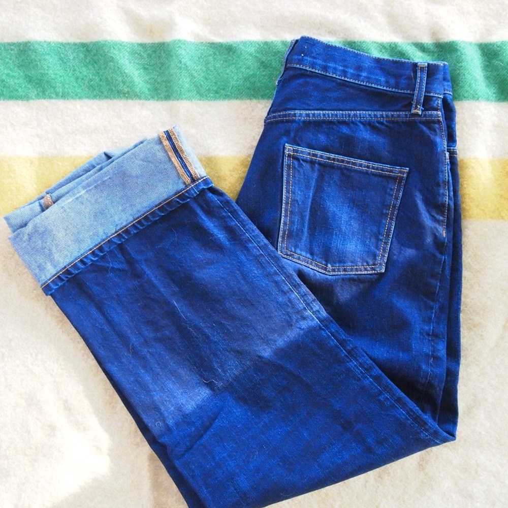 Zara Blue Straight Jeans with Cuffed Hem Size 8